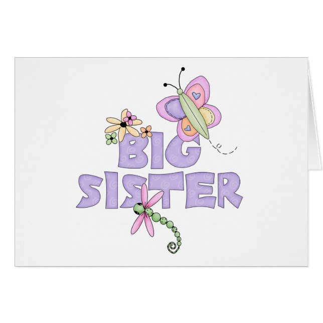 Cute Bugs Big Sister Blank Card (Front Horizontal)