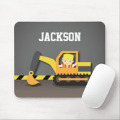 Cute Builder Boy In Construction Excavator   Mouse Pad (With Mouse)