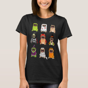 Cute Buldlog Happy Halloween Pug Dogs T-Shirt
