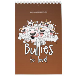Cute Bull Terrier Cartoon Calendar