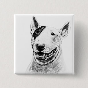 Cute Bull Terrier dog art 15 Cm Square Badge