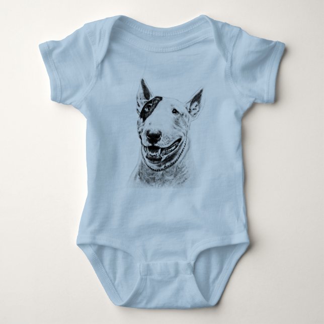 Cute Bull Terrier dog art Baby Bodysuit (Front)