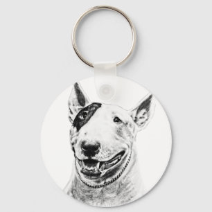 Cute Bull Terrier dog art Key Ring