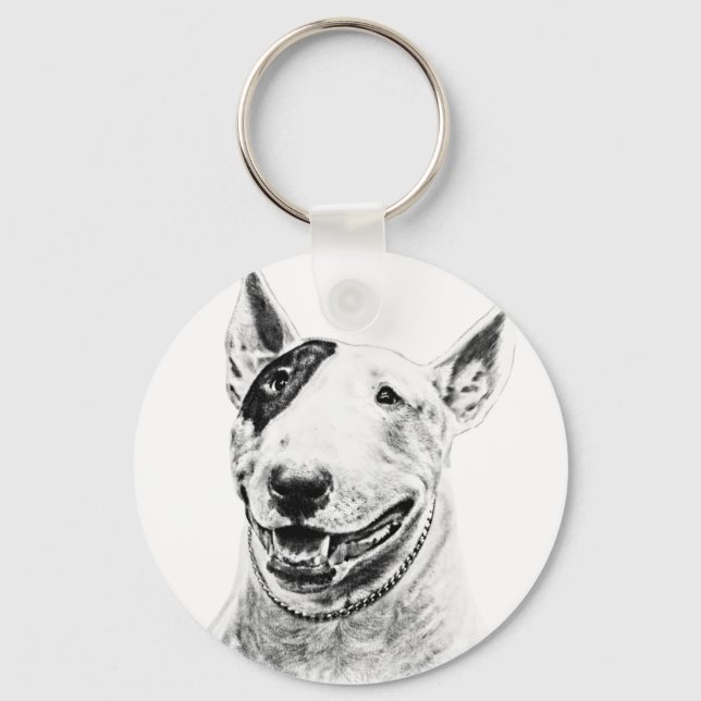 Cute Bull Terrier dog art Key Ring (Front)