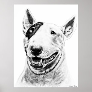 Cute Bull Terrier dog art Poster