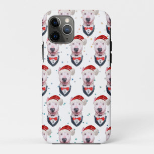 Cute Bull Terrier Dog Christmas Pattern iPhone 11 Pro Case