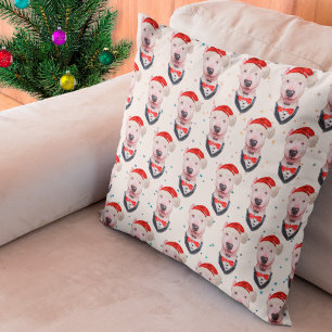 Cute Bull Terrier Dog Christmas Pattern Cushion
