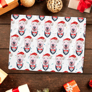 Cute Bull Terrier Dog Christmas Pattern Fleece Blanket