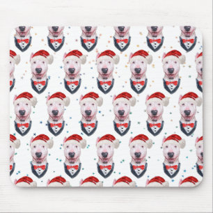 Cute Bull Terrier Dog Christmas Pattern Mouse Pad