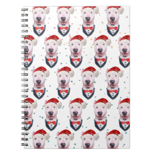 Cute Bull Terrier Dog Christmas Pattern Notebook