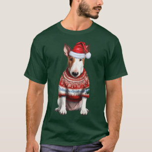 Cute Bull Terrier Dog Lover Funny Christmas T-Shirt