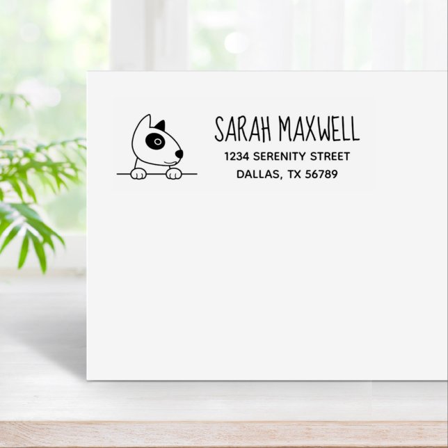 Cute Bull Terrier Dog Pet Address Rubber Stamp (Creator Uploaded)