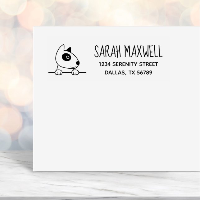 Cute Bull Terrier Dog Pet Address Self-inking Stamp (Creator Uploaded)