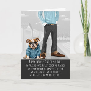 Cute Bulldog and Dad Funny Father's Day Holiday Card
