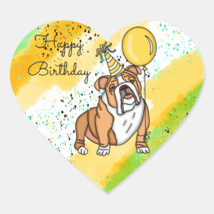 Cute Bulldog Birthday Classic Round Sticker