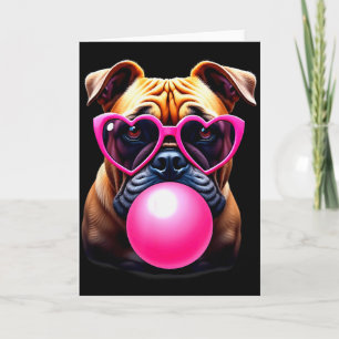 Cute Bulldog Blowing Bubble Gum  Card