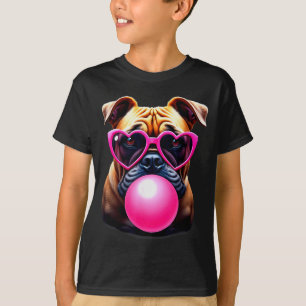 Cute Bulldog Blowing Bubble Gum  T-Shirt