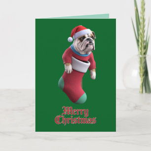 Cute Bulldog Christmas Holiday Card