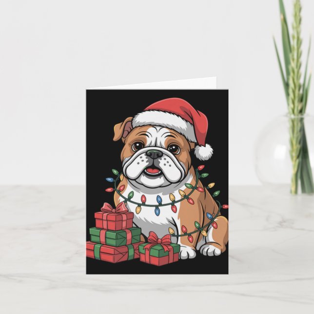 Cute Bulldog Christmas Xmas Design Funny Dog Lover Card (Front)