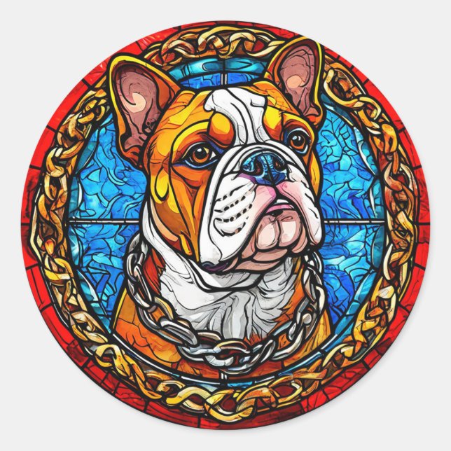 Cute Bulldog Classic Round Sticker (Front)