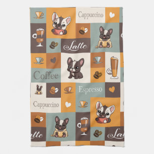Cute Bulldog Coffee Love Tea Towel