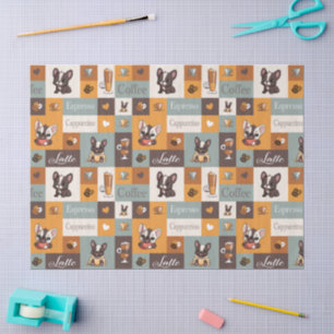 Cute Bulldog & Coffee vintage  Tissue Paper