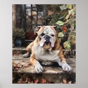 Cute Bulldog Dog Art Print Poster