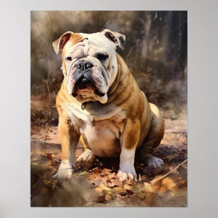 Cute Bulldog Dog Art Print Poster