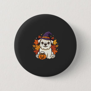Cute Bulldog Halloween Pumpkin Dog Design_1 6 Cm Round Badge