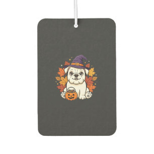 Cute Bulldog Halloween Pumpkin Dog Design_1 Car Air Freshener