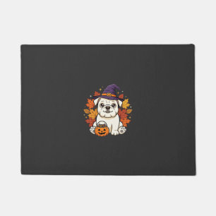 Cute Bulldog Halloween Pumpkin Dog Design_1 Doormat