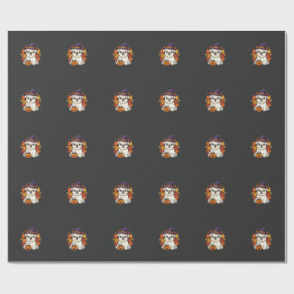 Cute Bulldog Halloween Pumpkin Dog Design_1 Wrapping Paper