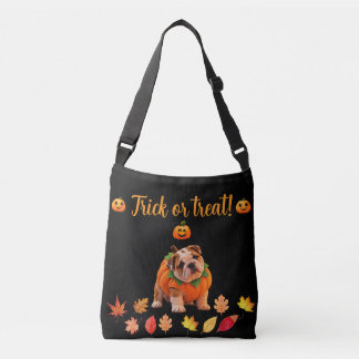 Cute Bulldog Halloween pumpkin trick or treat Crossbody Bag