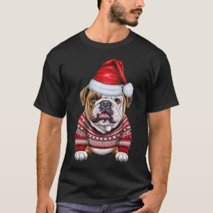 Cute Bulldog Lover Funny Christmas T-Shirt