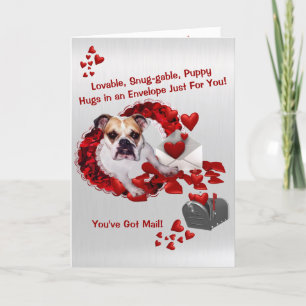 Cute Bulldog Maddie Valentine - You've Got Mail! Holiday Card