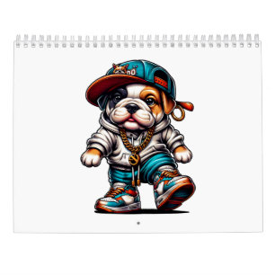 Cute Bulldog Puppy 12 Month Personalised Calendar