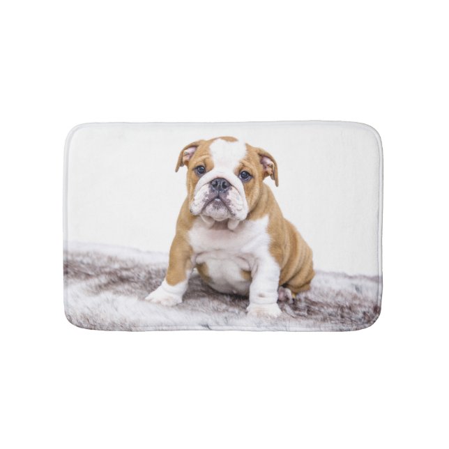 Cute Bulldog Puppy Bath Mat (Front)