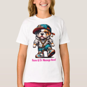 🐕 Cute Bulldog Puppy Girls Streetwear T-Shirt