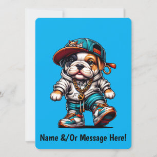 Cute Bulldog Puppy Greeting Card Design