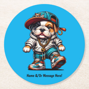 Cute Bulldog Puppy Personalised Kids Coaster