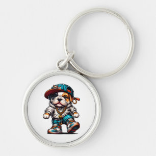 🐶 Cute Bulldog Puppy Streetwear Dog Lover Key Ring