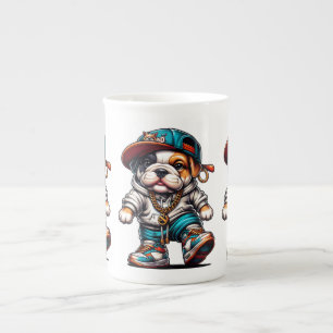 Cute Bulldog Puppy Streetwear Personalised Bone China Mug
