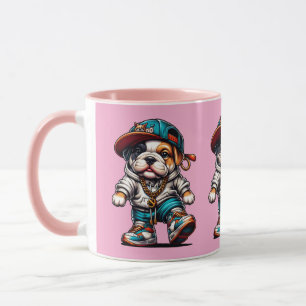 Cute Bulldog Puppy Streetwear Pink Dog Mug