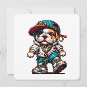 Cute Bulldog Puppy Streetwear Thank You Design Card
