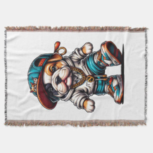 Cute Bulldog Puppy Streetwear  Throw Blanket