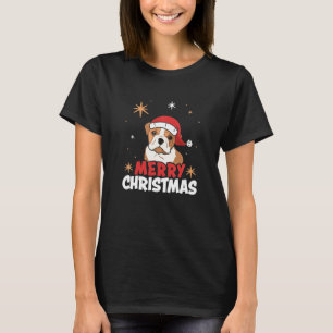 Cute Bulldog Santa Dog Lovers Merry Christmas Xmas T-Shirt