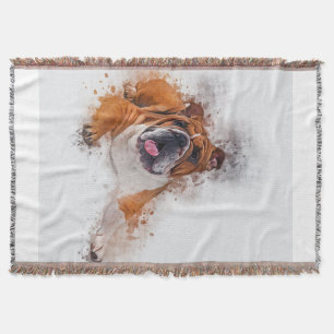 Cute Bulldog Watercolor Funny Bulldog Lover Gift Throw Blanket