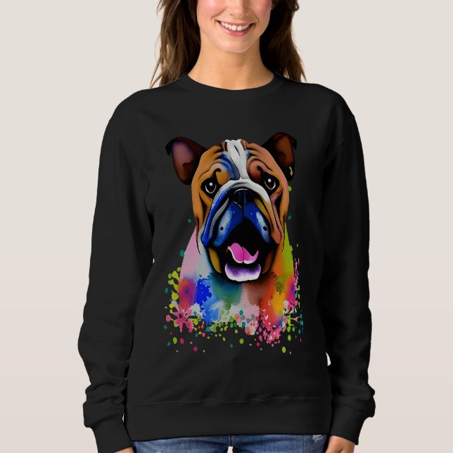 Cute Bulldog Watercolour for bulldog lovers, Men W Sweatshirt (Front)