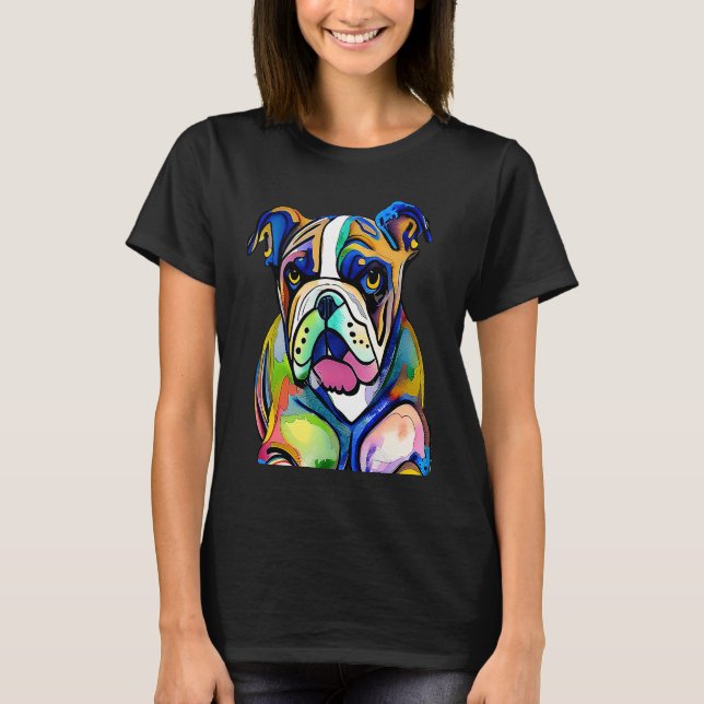 Cute Bulldog Watercolour for bulldog lovers, Men W T-Shirt (Front)