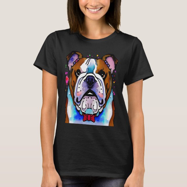 Cute Bulldog Watercolour for bulldog lovers, Men W T-Shirt (Front)